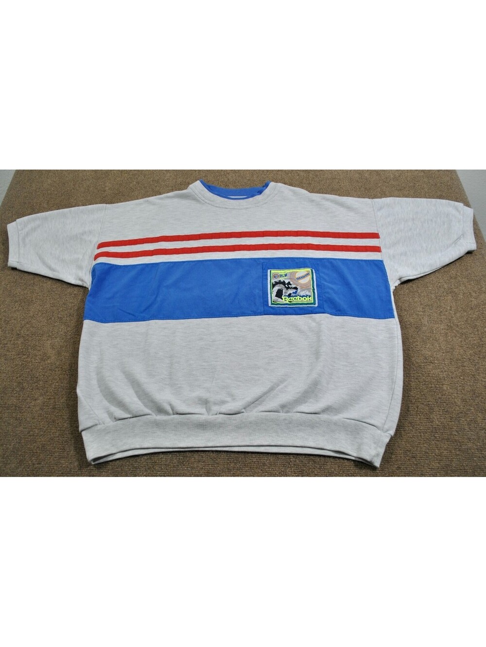 Reebok Sport 90s Vintage Short Sleeve Gray Crewneck Sweatshirt Pull Over X-Large